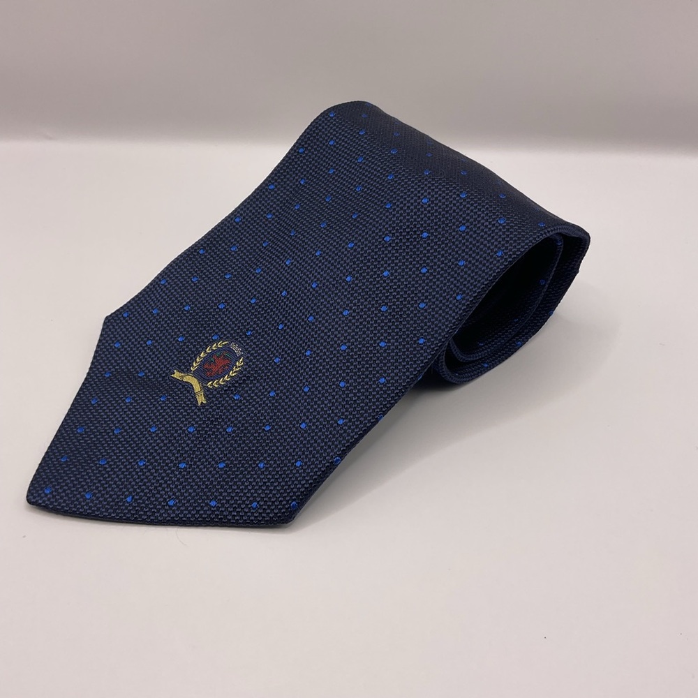 Tommy Hilfiger Vintage Retro Classic Navy Blue with Blue Dot Pattern 3.75 Wide